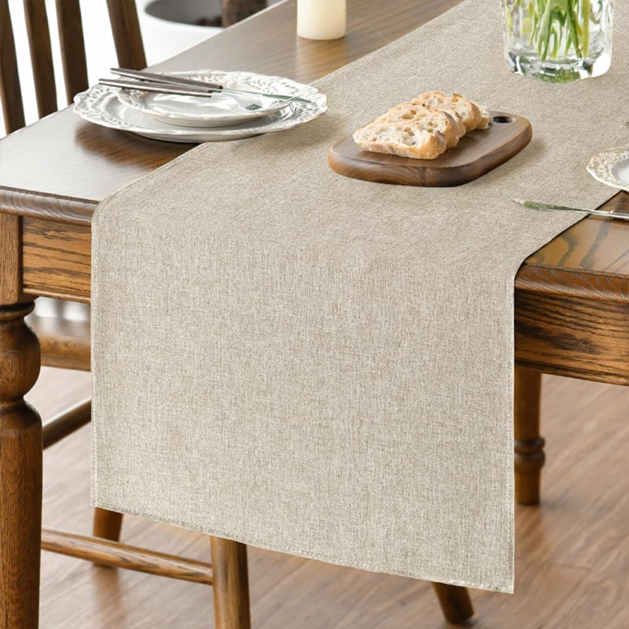 Light Brown Table Runner – Seasonal Fall Washable Kitchen & Dining Table Decoration, 13" x 72"